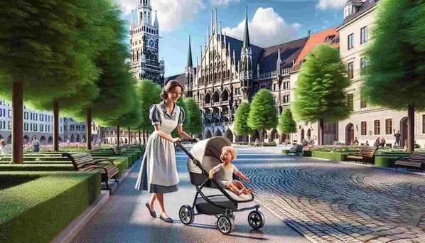 Nanny Betreuung in München Liebevolle Nanny betreut ein Kind im Zentrum von München – Vermittlung durch die A.O.G. Nanny Agentur